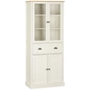 Image de HOMCOM Meuble salle de bain armoire de cuisine 4 portes dont 2 portes vitrées et 1 tiroir hauteur 182,5 cm avec étagères MDF beige Aosom France