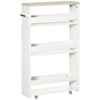 Image de kleankin Chariot de rangement à 3 niveaux roulettes pour cuisine étroite salle de bain buanderie bureau avec poignée - 48 x 15 x 80 cm blanc