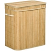 Image de HOMCOM Panier à Linge Bambou 90L Couvercle Poignées 2 Sections Sac Amovible 54,2x35,2x59,5cm Aosom France