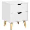 Image de HOMCOM Table de Nuit Scandinave 2 Tiroirs Design Épuré Blanc Effet Bois 40x35x50,5cm Aosom France