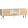 Image de HOMCOM Meuble TV support TV jusqu'à 46 pouces style scandinave avec 1 tiroir, 2 placards, 1 niche, 1 passe-câbles 140 x 40 x 55,3 cm Aosom France