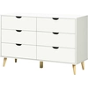 Image de HOMCOM Wide Chest of Drawers, 6-Drawer Storage Organiser Unit with Wood Legs for Bedroom, Living Room, White
