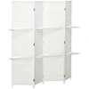 Image de HOMCOM Paravent intérieur Séparateur de pièce 4 panneaux pliables raccordés 3 étagères style contemporain avec apparence tressée blanc