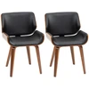 Image de HOMCOM Lot de 2 chaises de salle à manger style vintage assise revêtement synthétique 53l x 54P x 81H cm noir marron