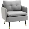 Image de Homcom Fauteuil Scandinave Capitonné Passepoil Gris Clair Pieds Métal Noir Doré Aosom France