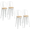 Image de HOMCOM Lot de 4 tabourets de bar industriel avec dossier repose-pied hauteur assise 76 cm métal blanc