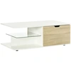 Image de HOMCOM Table basse table de salon rectangulaire design moderne étagère en verre 2 tiroirs 106 x 58 x 39 cm blanc Aosom France