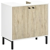 Image de kleankin Meuble Sous-Lavabo Moderne Blanc et Bois Piètement Métal Double Porte Aosom France