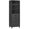 Image de HOMCOM Meuble de rangement armoire de cuisine style industriel 3 niches 1 tiroir 1 placard 60 x 42 x 180 cm gris Aosom France