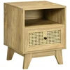 Image de Outsunny Table de Nuit Vintage Tiroir Porte Cannage Niche 45x39x56,5cm Design Élégant Aosom France