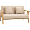 Image de HOMCOM Canapé banquette 2 places style naturel en bois et tissu - dim. 123L x 69l x 74H cm - beige Aosom France