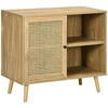 Image de HOMCOM Meuble de rangement buffet 1 porte cannage effet bois - dim. 80L x 39l x 70H cm