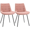 Image de HOMCOM Lot de 2 chaises de salle à manger design contemporaines en tissu aspect velours capitonné et piètement métal noir 50 x 61 x 79 cm rose