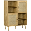 Image de HOMCOM Meuble de rangement buffet haut aspect bois et cannage design 2 portes - dim. 90L x 35l x 120H cm Aosom France