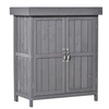 Image de Outsunny Petit Cabanon & Chale de Jardin en Bois Massif de Sapin Double Porte Étagère et Toit bitumé Relevable 74x43x88cm Gris foncé Aosom France