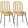 Image de HOMCOM Lot de 2 chaises de salle à manger design bohème en résine tressée et piètement métal 44 x 58 x 85 cm jaune