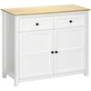 Image de HOMCOM Commode meuble de rangement 2 portes avec étagère réglable en hauteur 2 tiroirs 100 x 40 x 85 cm blanc et aspect bois Aosom France
