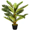Image de HOMCOM Plante artificielle palmier 85 cm avec 18 grandes feuilles grand réalisme pot inclus