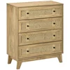 Image de HOMCOM Commode 4 tiroirs meuble de rangement cannage en rotin aspect bois clair 80 x 35 x 95 cm Aosom France