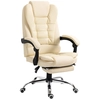 Image de HOMCOM Fauteuil de bureau fauteuil manager grand confort dossier inclinable roulettes P.U 64,5 x 69 x 127 cm crème