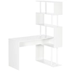 Image de HOMCOM Bureau d'angle bureau informatique en forme de L avec étagères à 4 niveaux en bois 120 x 80 x 176 cm blanc Aosom France