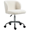 Image de HOMCOM Chaise de bureau sans accoudoir en toison d'agneau hauteur réglable pivotant à 360 ° charge max. 120 Kg blanc