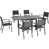 Image de Outsunny Salon de jardin en aluminium et textilène table extensible 90 à 180 cm 6 chaises empilables 4/6 personnes gris Aosom France