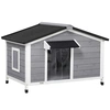 Image de PawHut niche pour chien en bois toit bitumé ouvrant avec pieds surélevés et 2 fenêtres 109 x 79 x 72 cm gris Aosom France