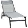 Image de Outsunny Bain de soleil transat en aluminium et textilène avec roulettes et repose-tête dossier inclinable gris clair