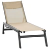 Image de Outsunny Bain de soleil transat en aluminium et textilène avec roulettes et repose-tête dossier inclinable kaki