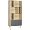 Image de HOMCOM Bibliothèque étagère meuble de rangement placard 6 étagères dim. 80L x 35l x 180H cm naturel et gris foncé