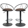 Image de HOMCOM Lot de 2 tabourets de Bar Design néo-rétro réglable pivotant avec Repose-Pied métal Noir Lin Marron Aosom France