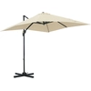 Image de Outsunny Parasol déporté carré inclinable manivelle avec pied en acier dim. 2,45L x 2,45l x 2,45H m alu. polyester crème Aosom France