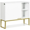 Image de Kleankin Armoire Murale Salle de Bain Niches Étagères Réglables Élégance Blanc Doré Aosom France