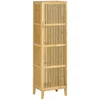 Image de HOMCOM Meuble de rangement en bambou avec étagères et porte design à lamelles pour salle de bain chambre salon 40 x 30 x 140 cm Aosom France