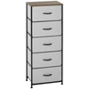 Image de HOMCOM Commode Pliante 5 Tiroirs Tissu Gris Structure Acier Noir 45x30x116 cm Aosom France