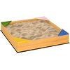 Image de Outsunny Bac à sable carré en bois pour enfants 4 assises en coin et film protection 109 x 109 x 19,8 cm bois naturel Aosom France