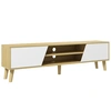 Image de HOMCOM Meuble TV pour télévision jusqu'à 65 pouces design scandinave 2 portes 2 niches avec passe-câbles 150 x 30 x 42 cm Aosom France