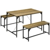 Image de HOMCOM Ensemble Table et Bancs Industriel Acier 4 Personnes Noir et Naturel pour Cuisine Salon Aosom France
