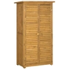 Image de Outsunny Chalet de Jardin en Bois extérieure Cabanon de jardin, 2 étagères, Toit Pitumé, Portes Persiennes 87x46,5x160 cm Naturel Aosom France