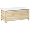 Image de Outsunny Coffre de jardin en bois et couvercle en métal galvanisé 155L avec vérins - 110 x 50 x 50 cm