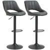 Image de HOMCOM Lot de 2 tabourets de bar avec repose-pieds hauteur réglable et pivotant revêtement synthétique 44 x 49 x 90-110 cm noir
