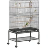Image de PawHut Cage à oiseaux sur pieds roulettes avec 4 mangeoires et 3 perchoirs 79 x 49 x 133 cm noir Aosom France