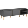 Image de HOMCOM Meuble TV pour télévision jusqu'à 55 pouces scandinave 2 portes 2 niches avec passe-câbles 150 x 35 x 45 cm gris foncé