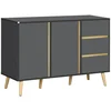 Image de HOMCOM Buffet bas meuble de rangement sur pieds style scandinave 2 portes 3 tiroirs 120 x 40 x 81 cm gris anthracite Aosom France