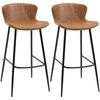 Image de HOMCOM Lot de 2 tabourets de bar assise en similicuir hauteur 76 cm avec repose-pieds en acier et dossier design vintage marron