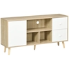 Image de HOMCOM Meuble TV pour télévision jusqu'à 45 pouces pieds en bois massif style scandinave 3 niches 1 placard 120 x 30 x 60 cm