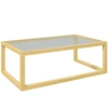 Image de HOMCOM Table basse rectangulaire table de salon avec plateau en verre trempé cadre en bois d'hévéa dim. 100L x 60l x 35H cm