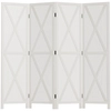 Image de HOMCOM Paravent Rustique 4 Panneaux en Paulownia Blanc Chic Campagne 182x170cm Aosom France