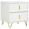 Image de HOMCOM Table de chevet table de nuit avec 2 tiroirs style art déco - 40 x 40 x 47 cm - métal doré et blanc